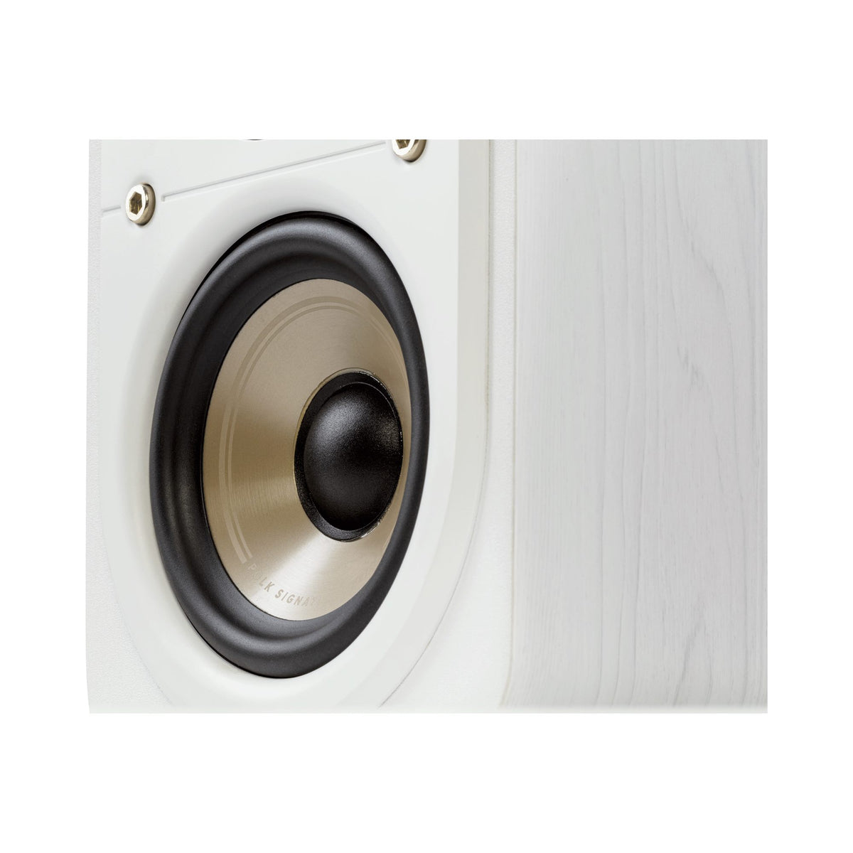 Polk Audio Signature Elite ES10 white bookshelf speakers, driver detail