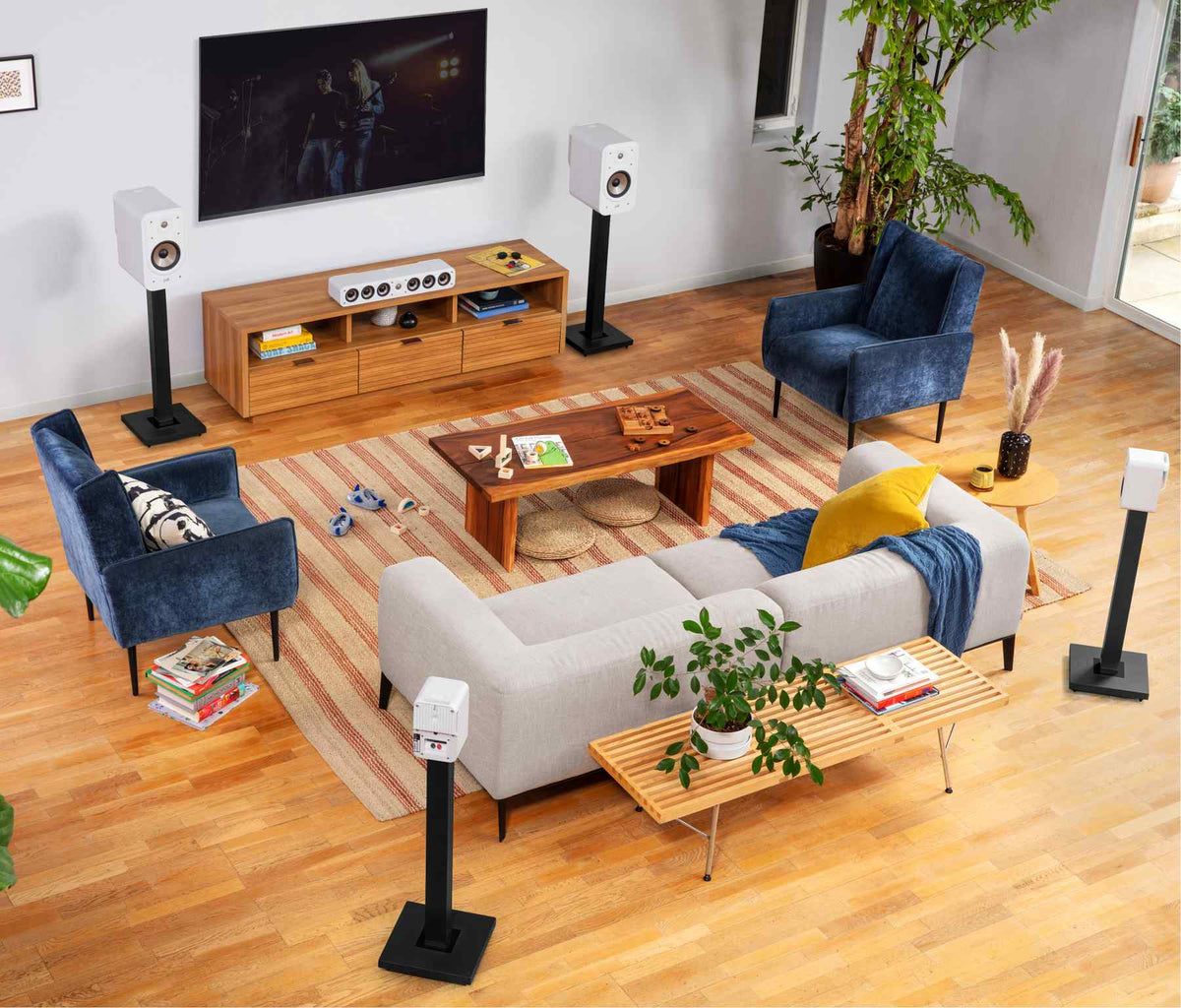 Polk Audio Signature Elite ES10 white bookshelf speakers, in a room