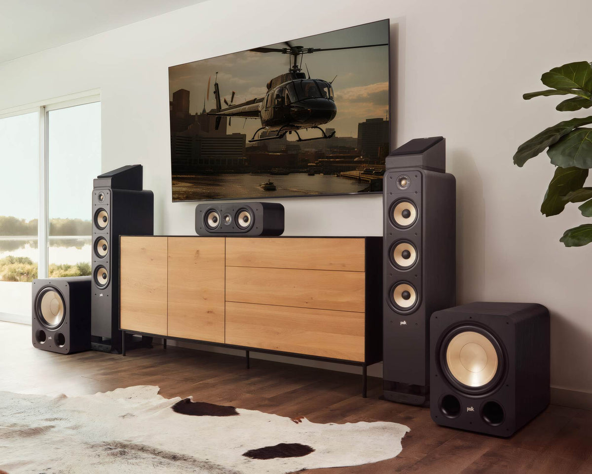 Polk Audio Signature Elite ES12 powered subwoofer, in a home theater system