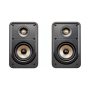 Polk Audio Signature Elite ES15 black bookshelf speakers, front view without grilles