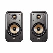 Polk Audio Signature Elite ES20 black bookshelf speakers, front view without grilles