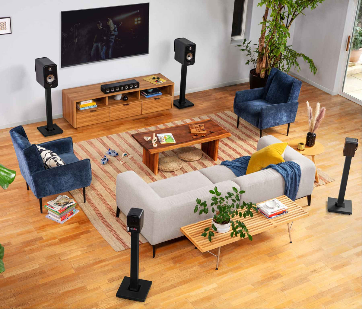 Polk Audio Signature Elite ES20 black bookshelf speakers, in a room from another viewpoint