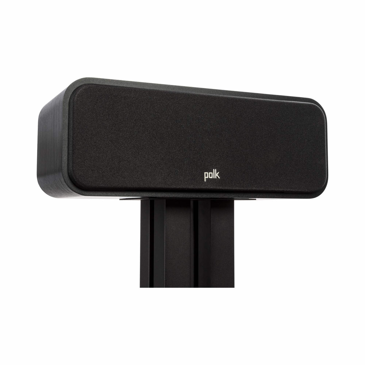 Polk Audio Signature Elite ES30 juodos centrinės kolonėlės, su grotelėmis ant stovo, stovas neįtrauktas