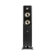 Polk Audio Signature Elite ES50 black floorstanding speaker, front view without grilles
