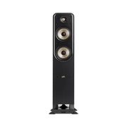 Polk Audio Signature Elite ES55 black floorstanding speaker, front view without grilles