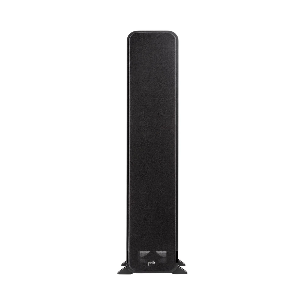 Polk Audio Signature Elite ES55 black floorstanding speaker, front view with grilles