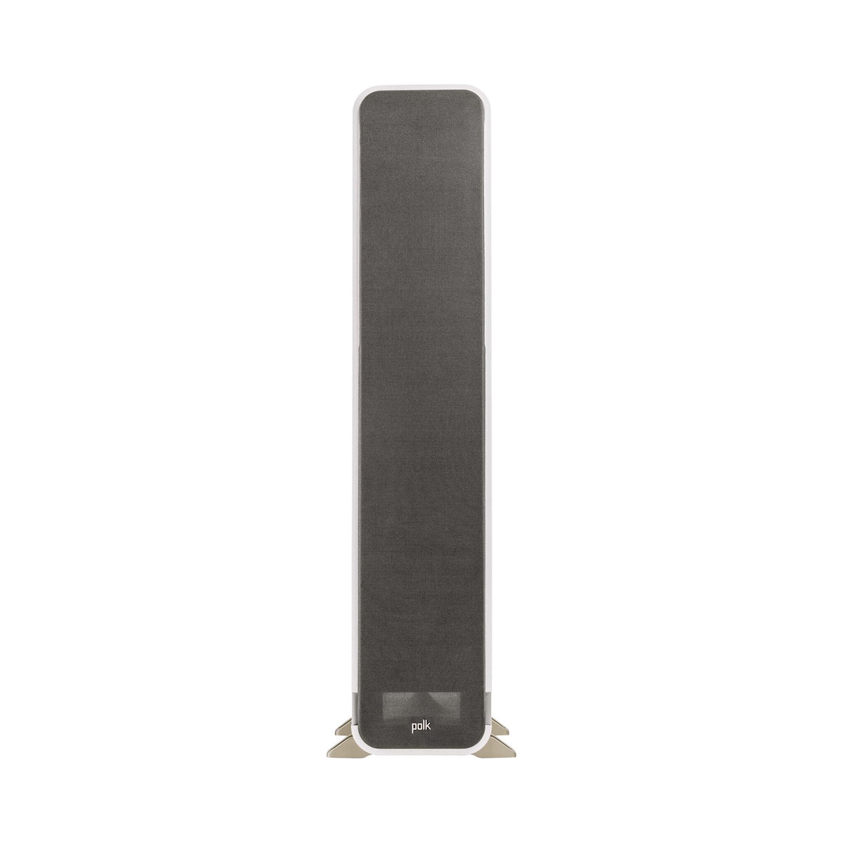 Polk Audio Signature Elite ES55 white floorstanding speaker, front view with grilles