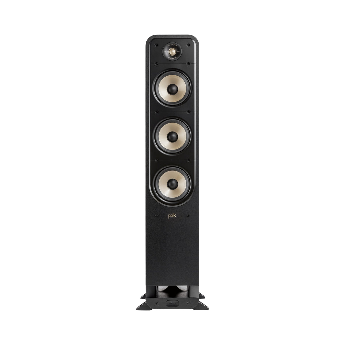 Polk Audio Signature Elite ES60 black floorstanding speaker, front view without grilles
