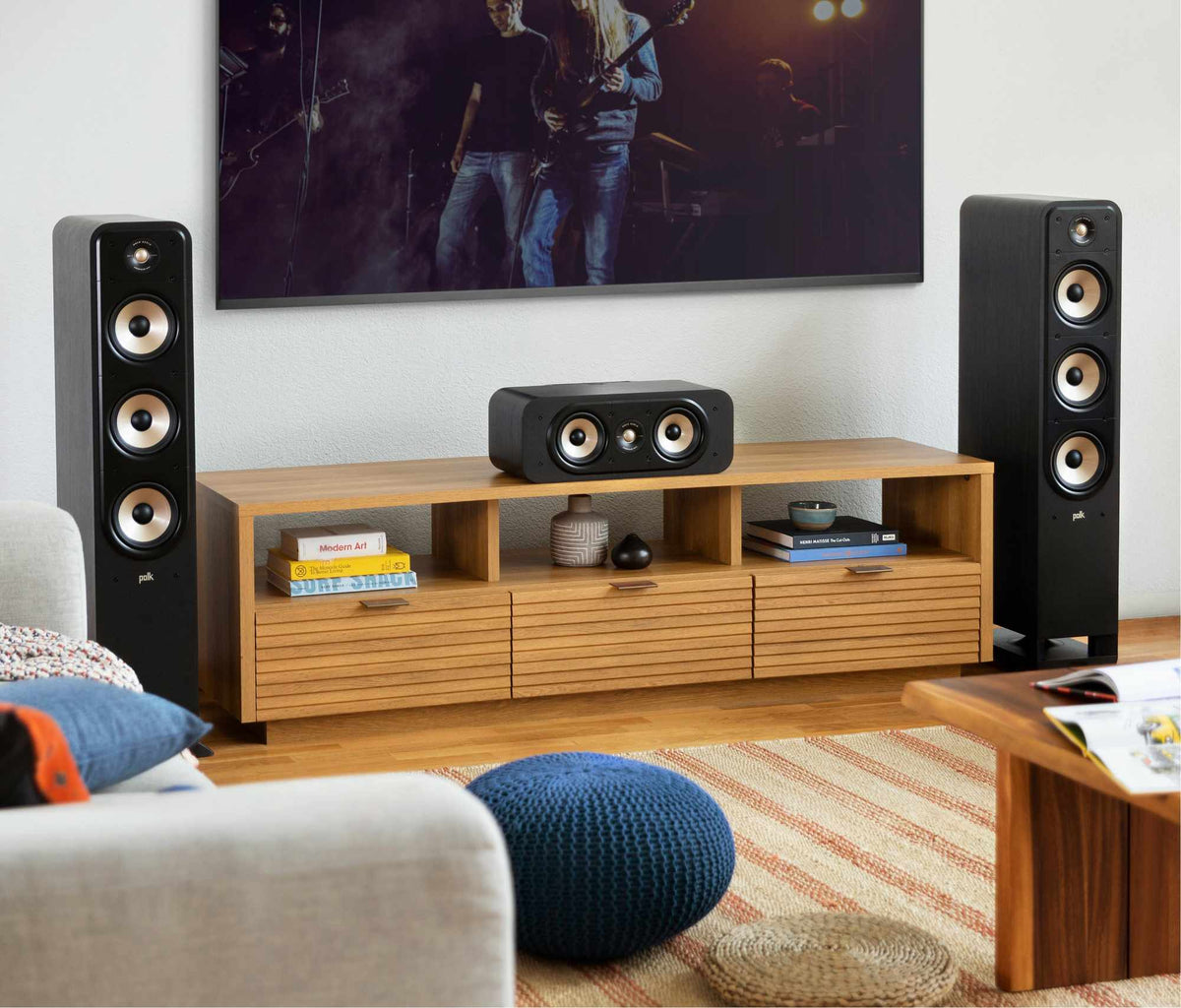 Polk Audio Signature Elite ES60 black floorstanding speaker, in a room from another viewpoint