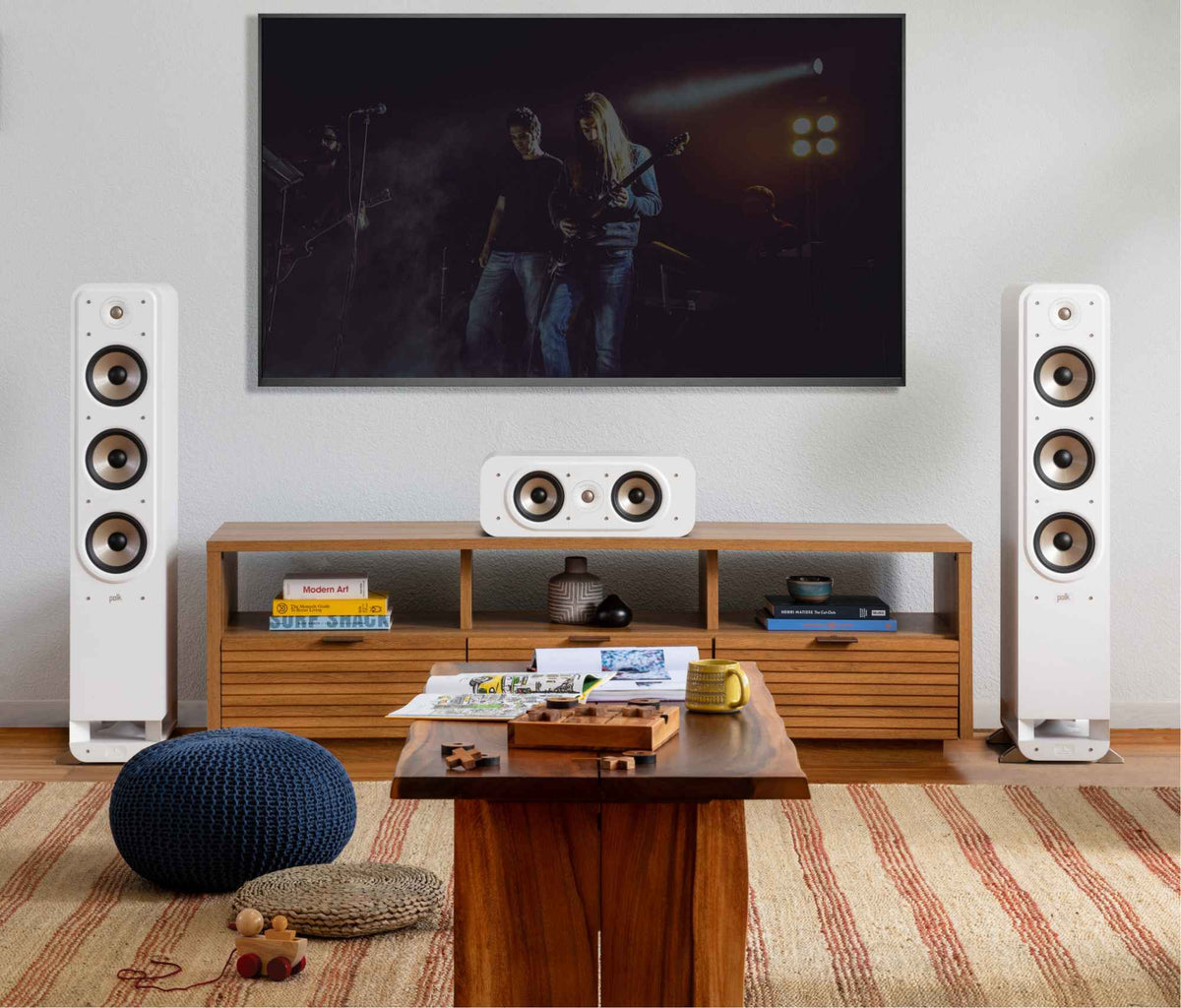 Polk Audio Signature Elite ES60 white floorstanding speaker, in a room from another viewpoint