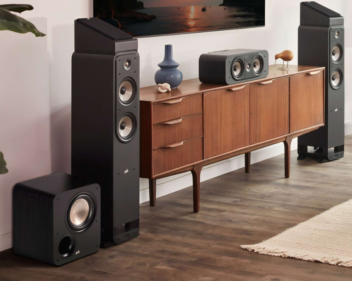 Polk Audio Signature Elite ES8 powered subwoofer, in a home theater system