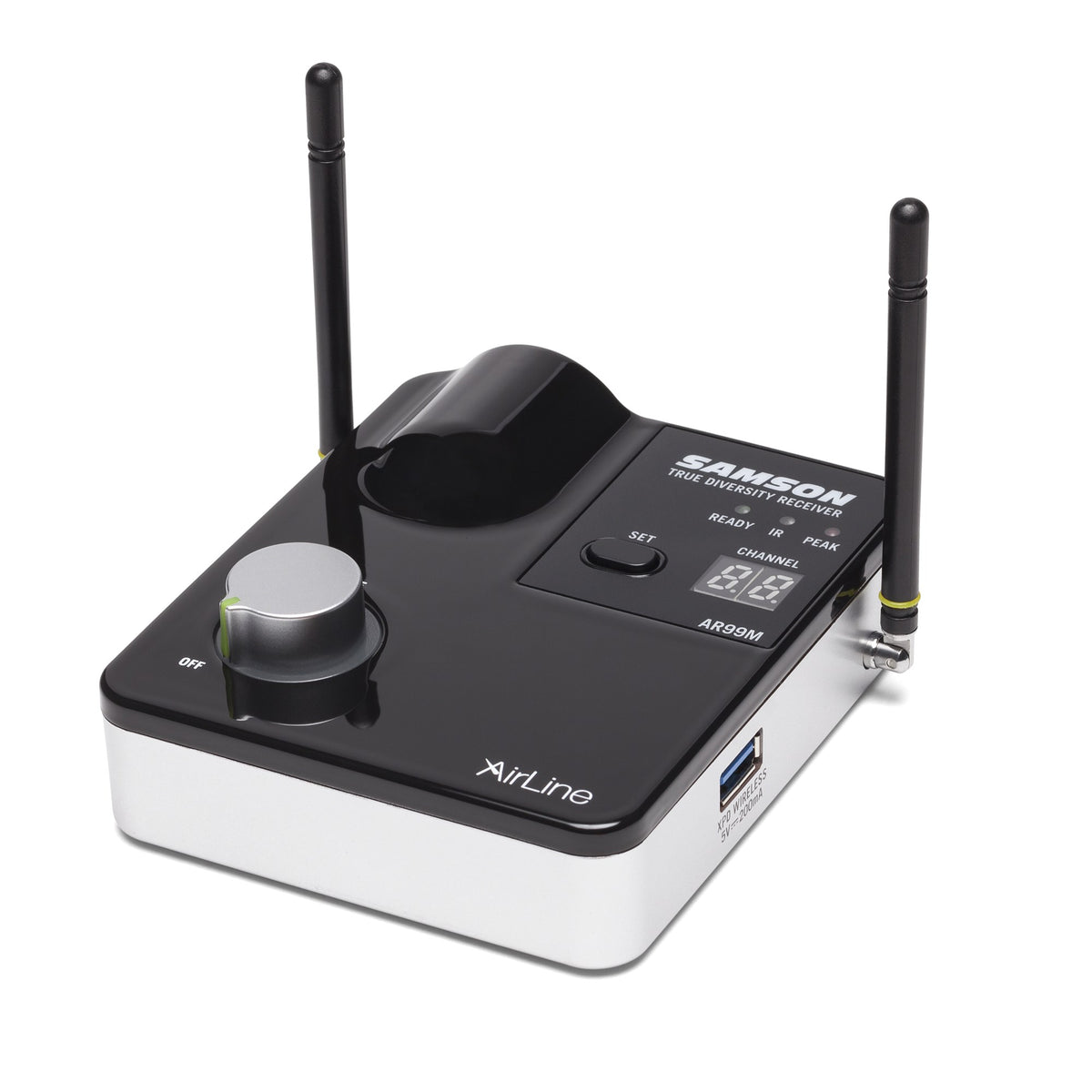 Samson AirLine AWXm Wind Instrument Wireless System, AR99m receiver volume knob and display