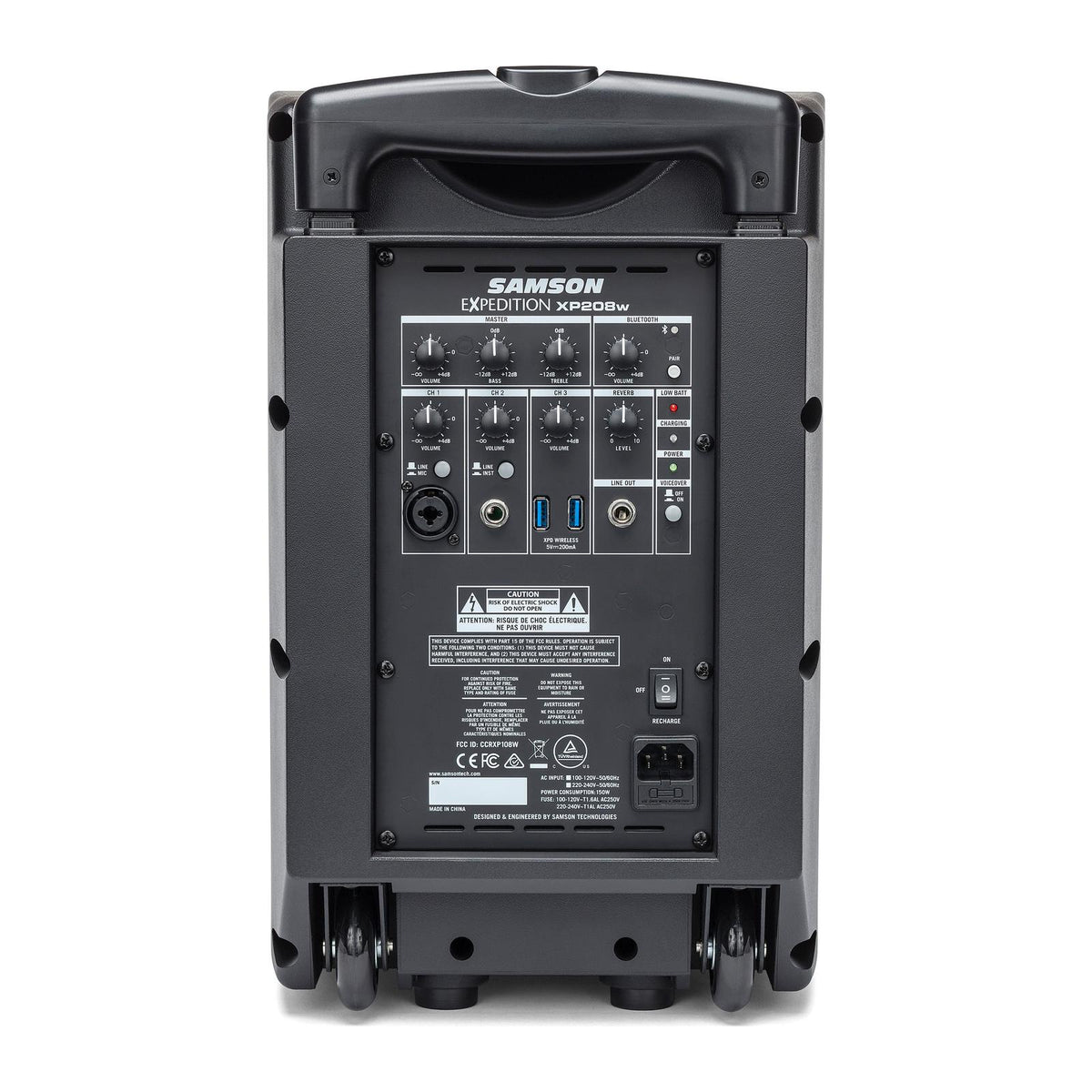 Samson XP208W rear connection and control panel