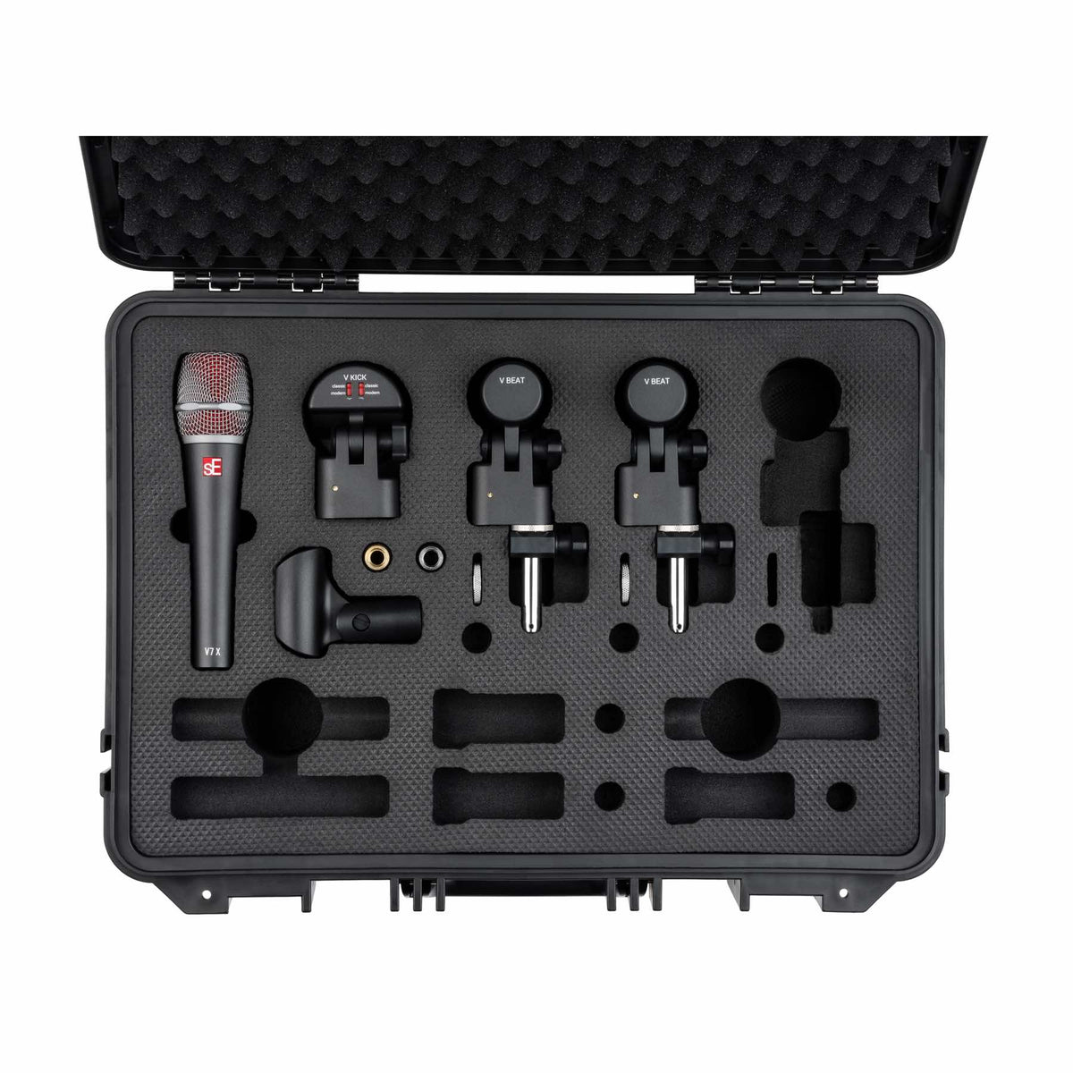 Contents of the sE Electronics V Pack Venue, top view