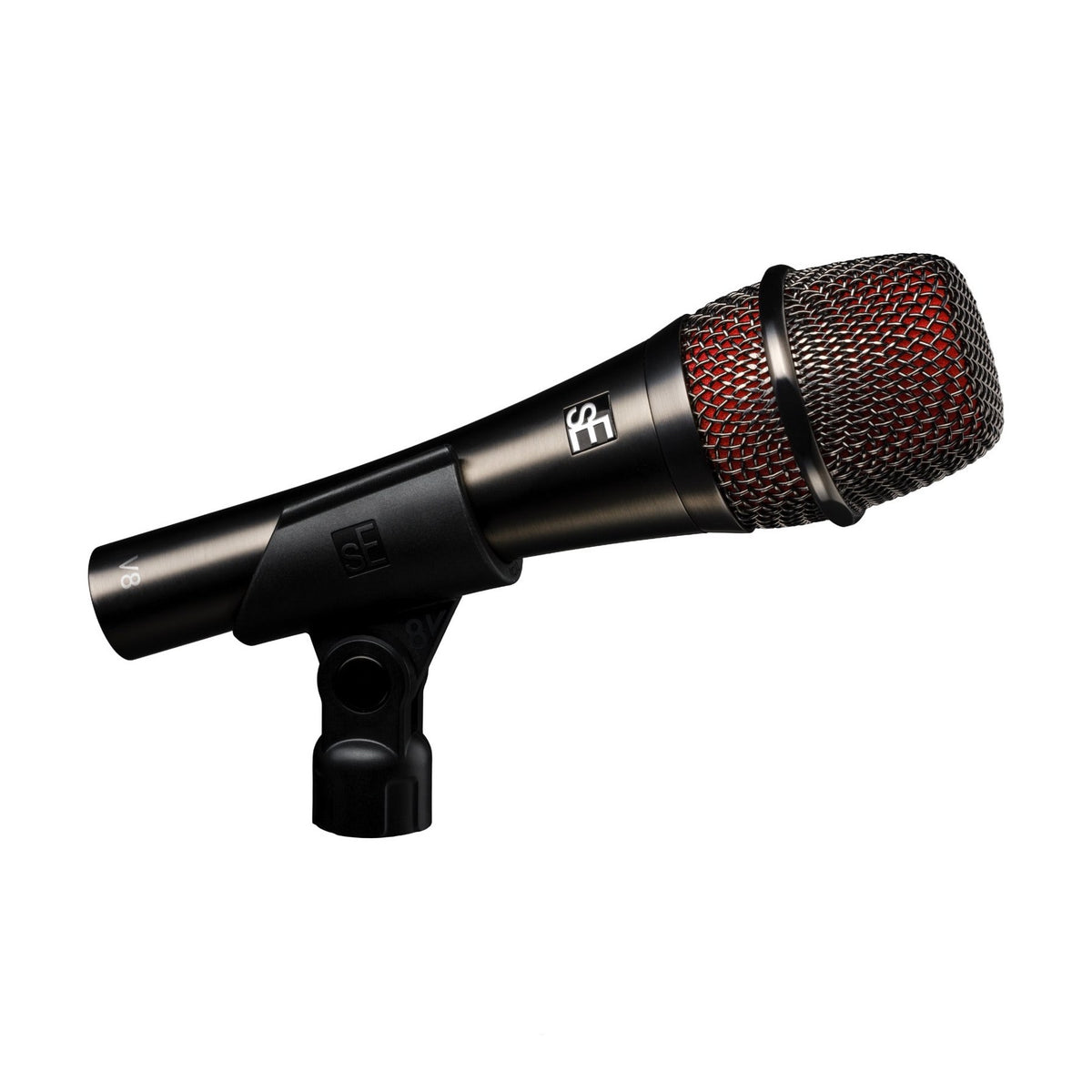 sE Electronics V8 Dynamic Microphone, Graphite Gray, microphone with clip