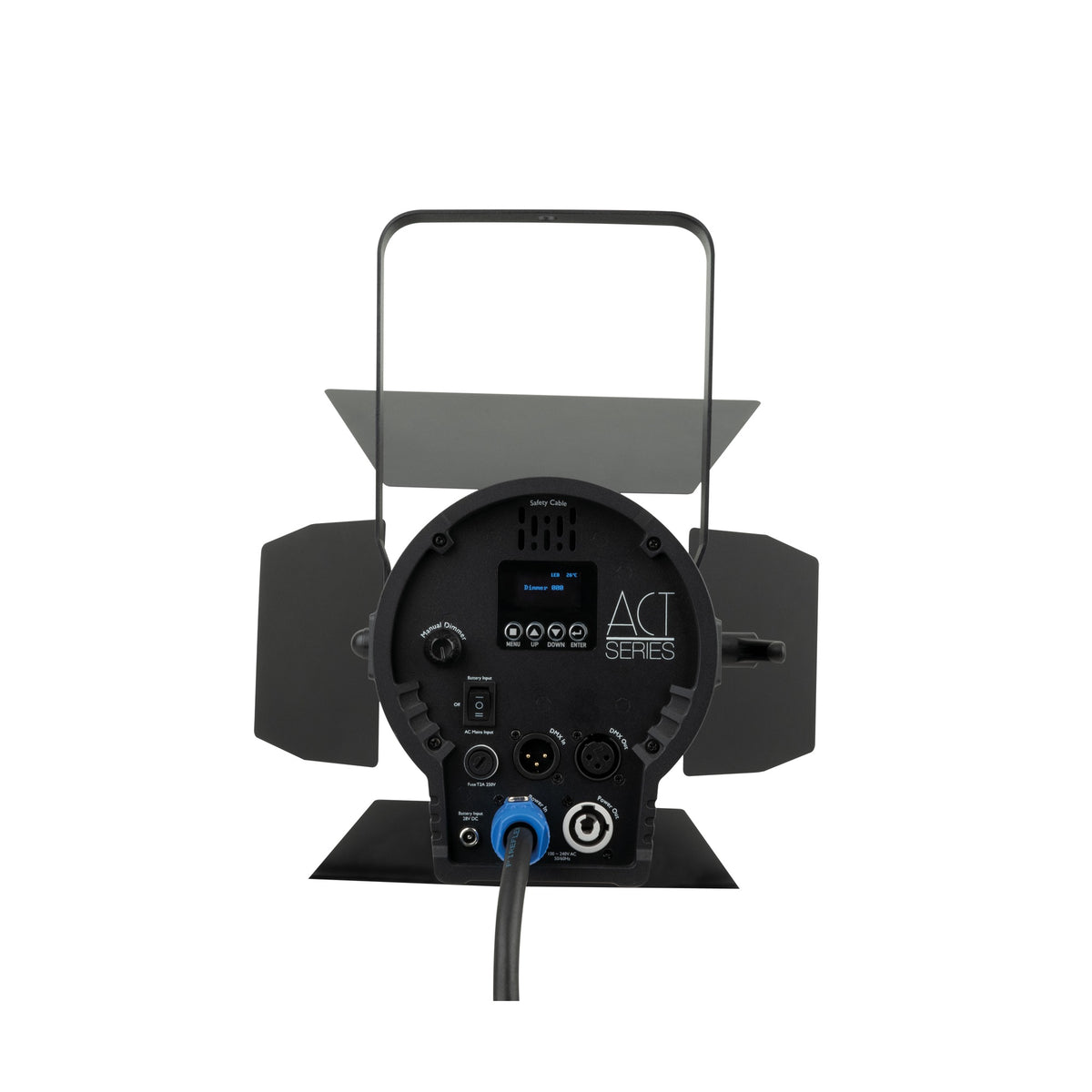 Showtec ACT Fresnel 150 WW Fresnel Spotlight, rear display, dimmer knob and connectors