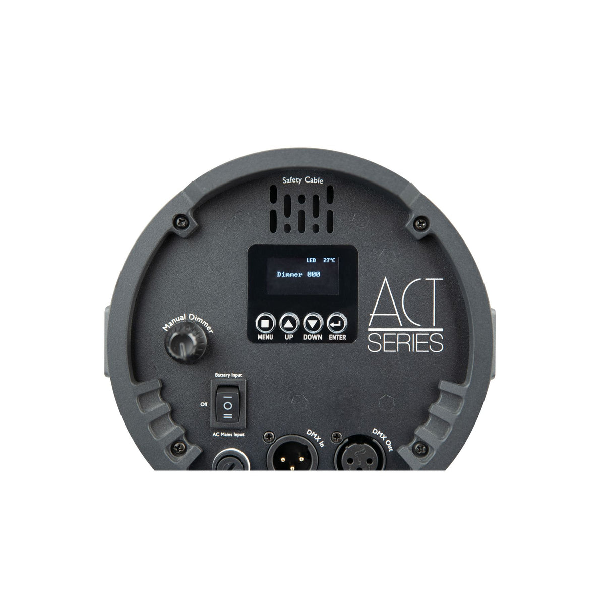 Showtec ACT Fresnel 150 WW Fresnel Spotlight, display and dimmer control detail