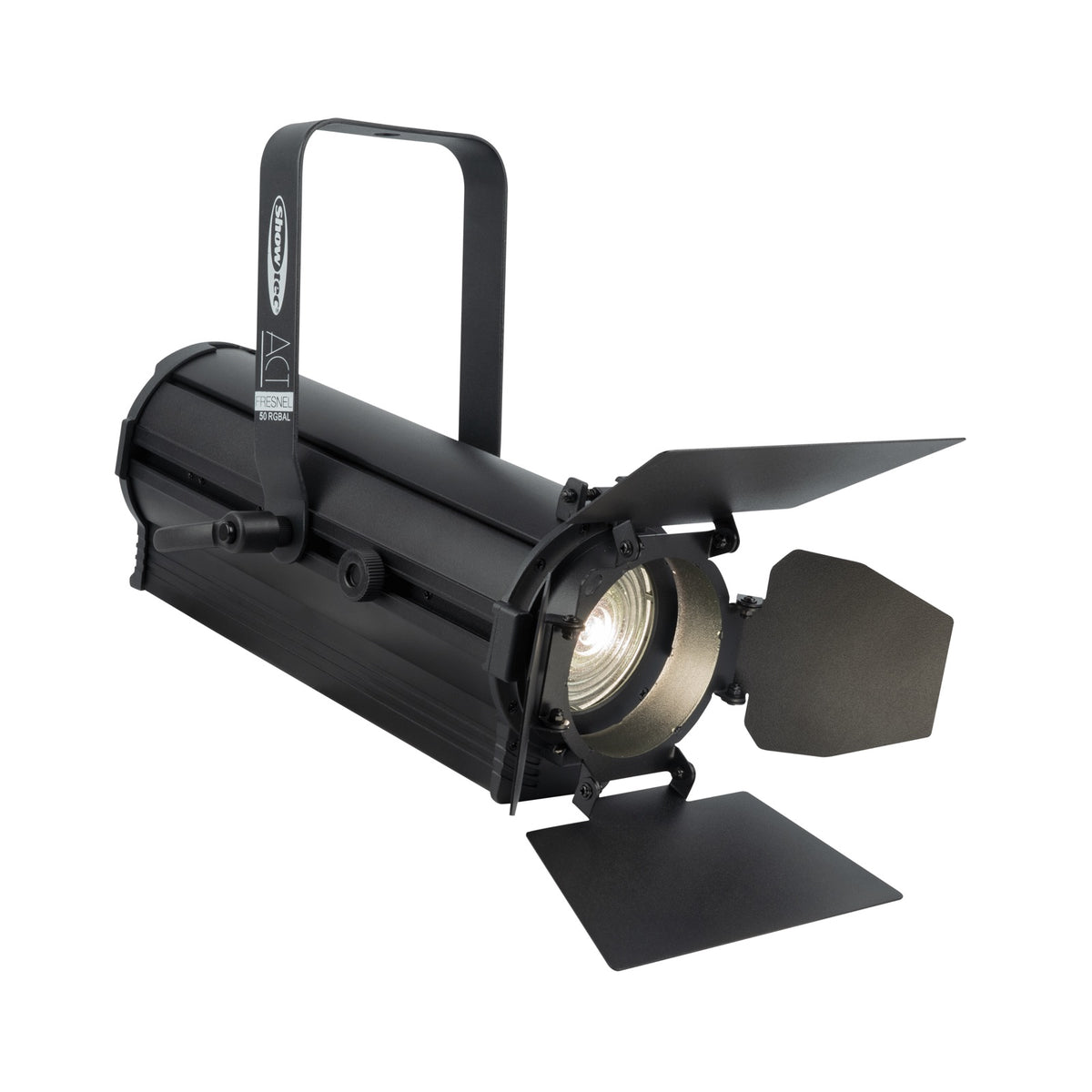 Showtec ACT Fresnel 50 RGBAL Fresnel Spotlight, fixture with barndoor