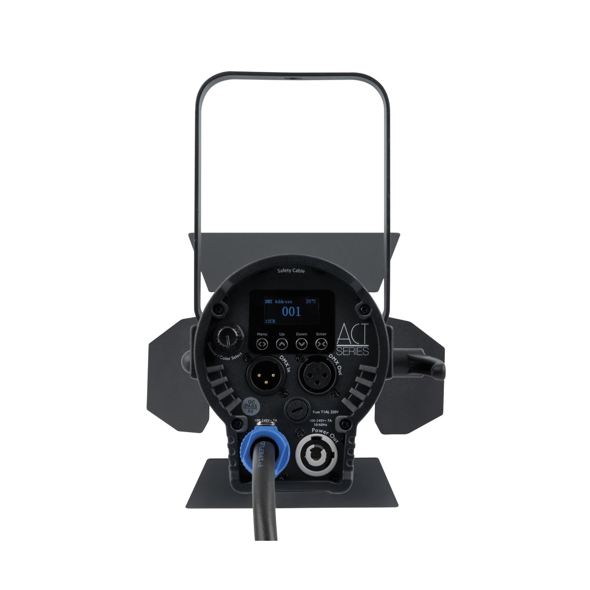 Showtec ACT Fresnel 50 RGBAL Fresnel Spotlight, rear display and connectors