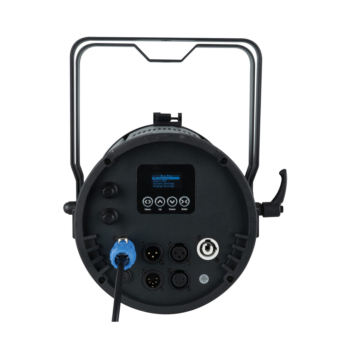 Showtec ACT Par 200 W CW/WW LED PAR prožektorius, galinis ekranas, reguliatoriai ir jungtys