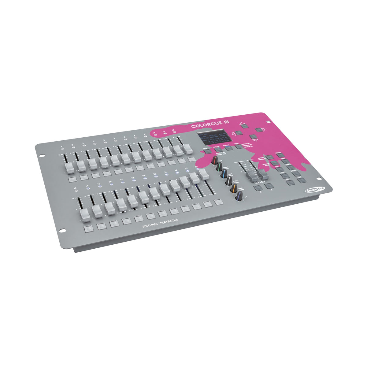 Showtec ColorCue 3 DMX pultas, vaizdas kampu