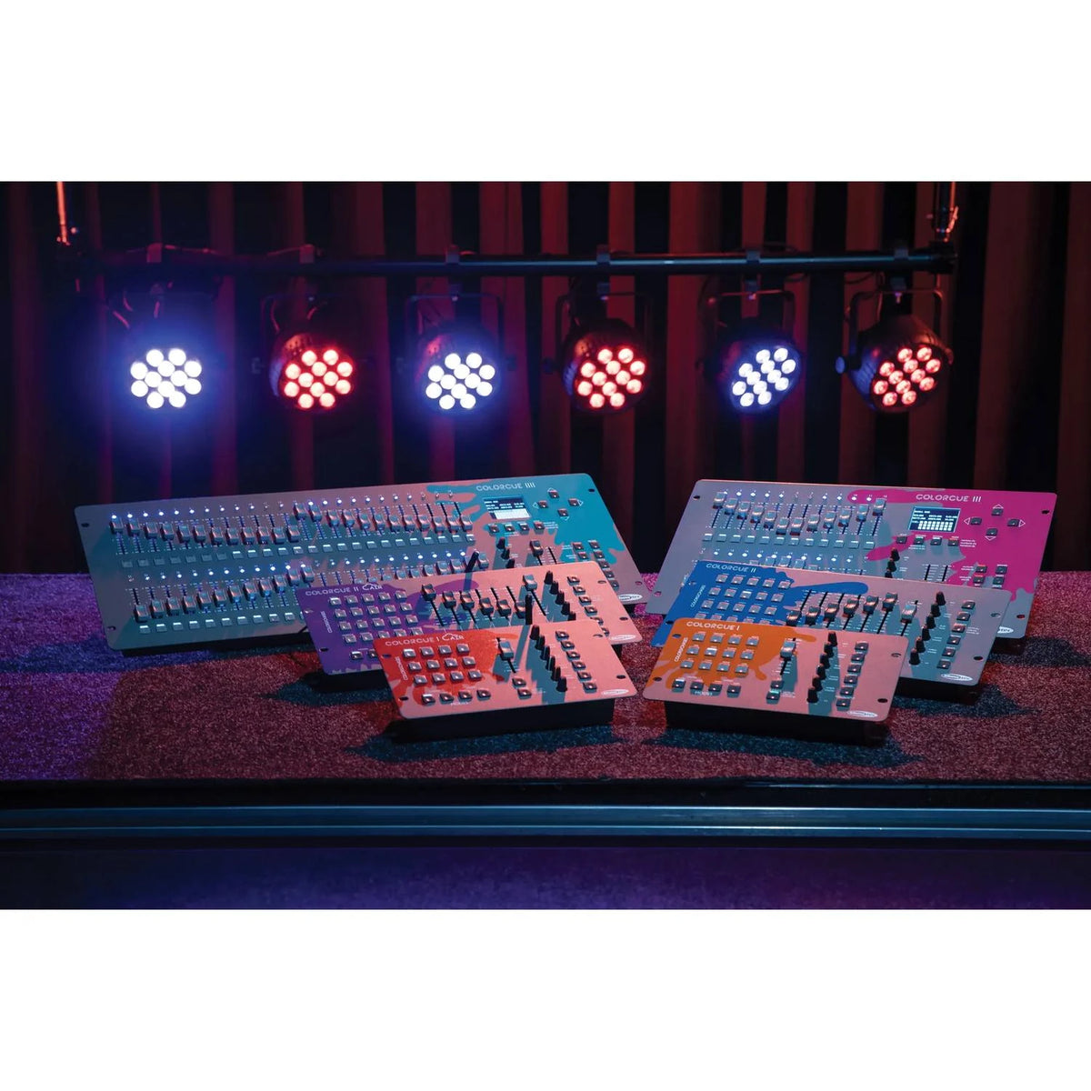 Showtec ColorCue 3 Lighting Controller, with other ColorCue controllers in a lighting setup