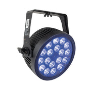 Showtec Compact Par 18 Q4 LED PAR prožektorius, juodas korpusas iš priekio