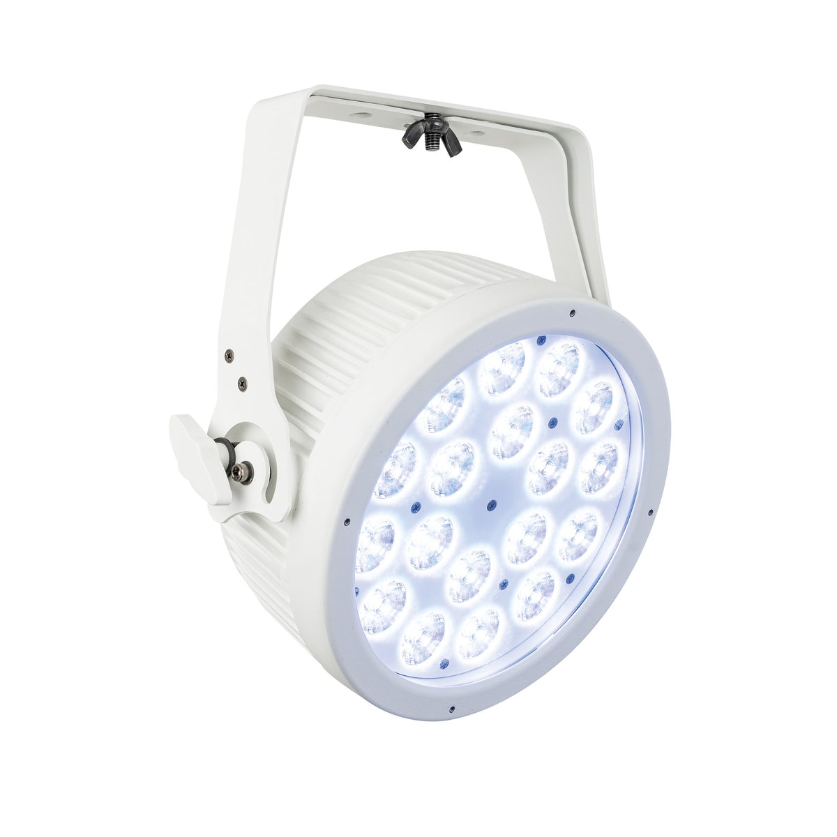 Showtec Compact Par 18 Q4 LED PAR prožektorius, baltas korpusas iš priekio