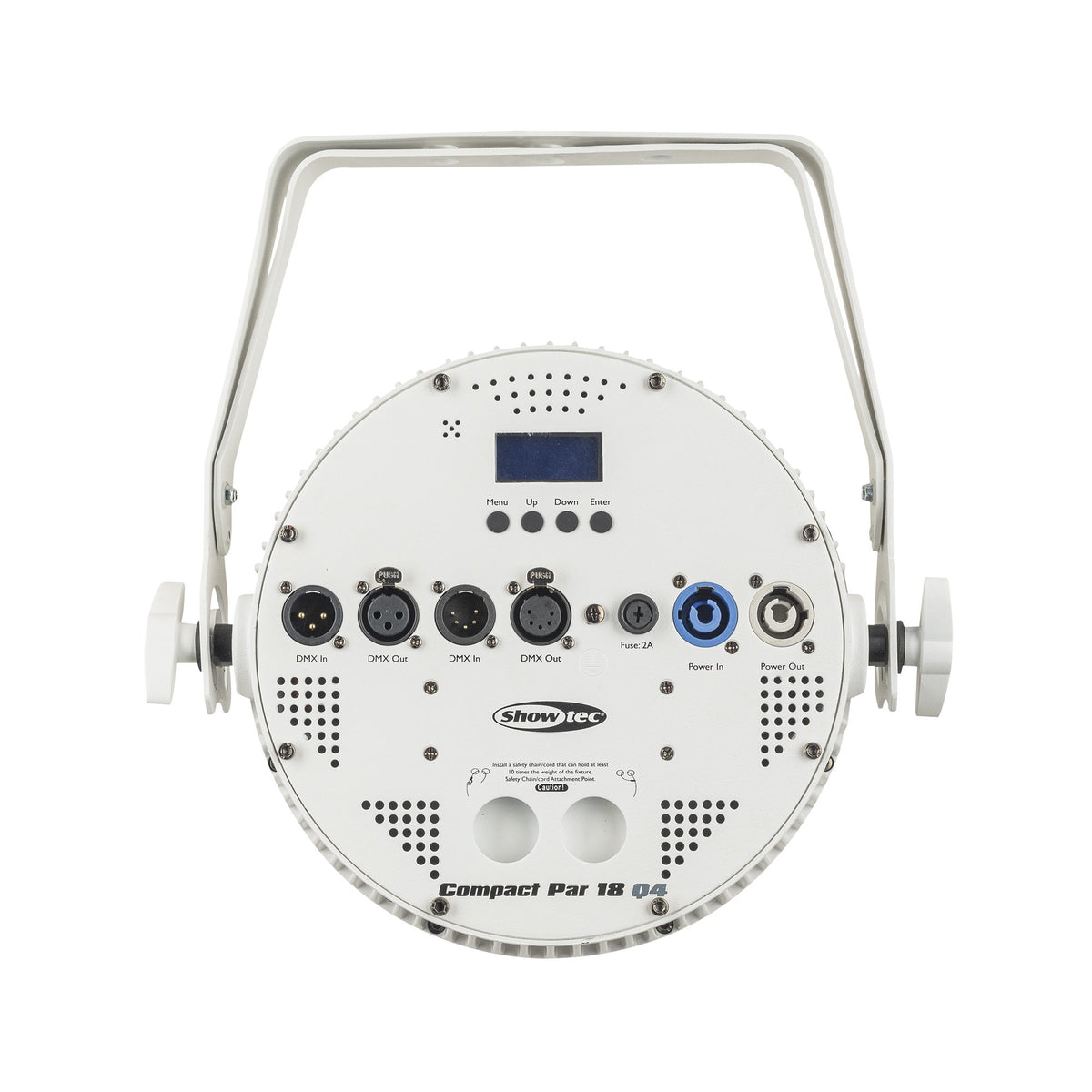 Showtec Compact Par 18 Q4 LED PAR prožektorius, baltas korpusas ir galinės jungtys