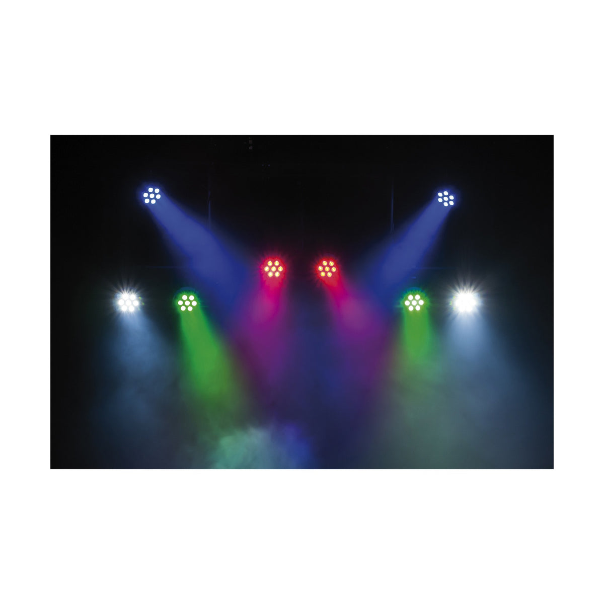 Showtec Compact Par 7 Q4 LED PAR prožektorius, šviesos projekcija patalpoje