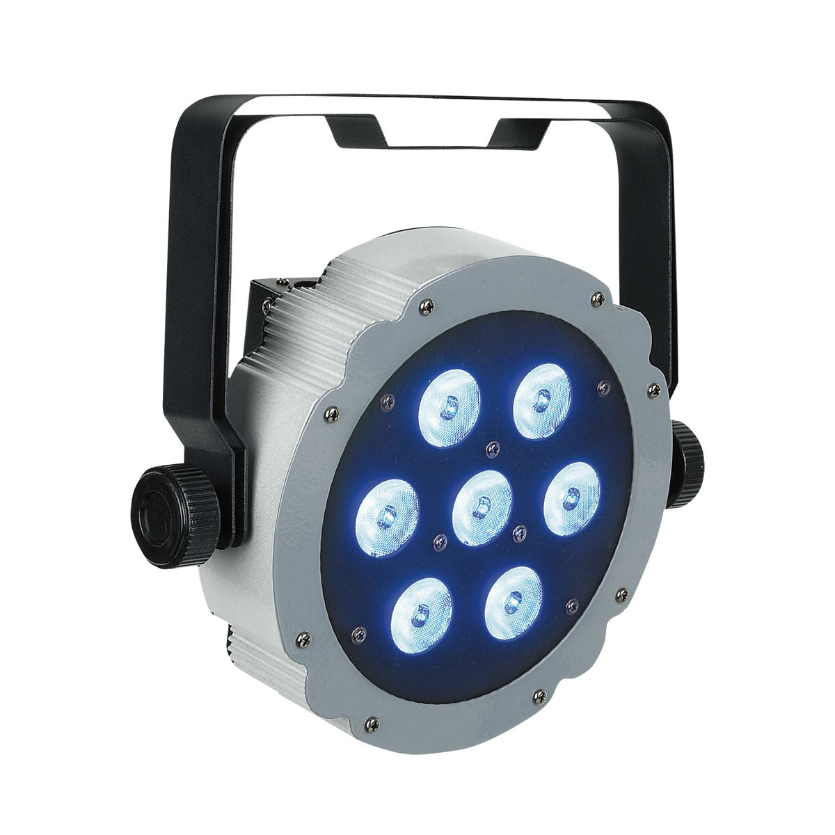 Showtec Compact Par 7 Q4 LED PAR prožektorius, pilkas korpusas iš priekio