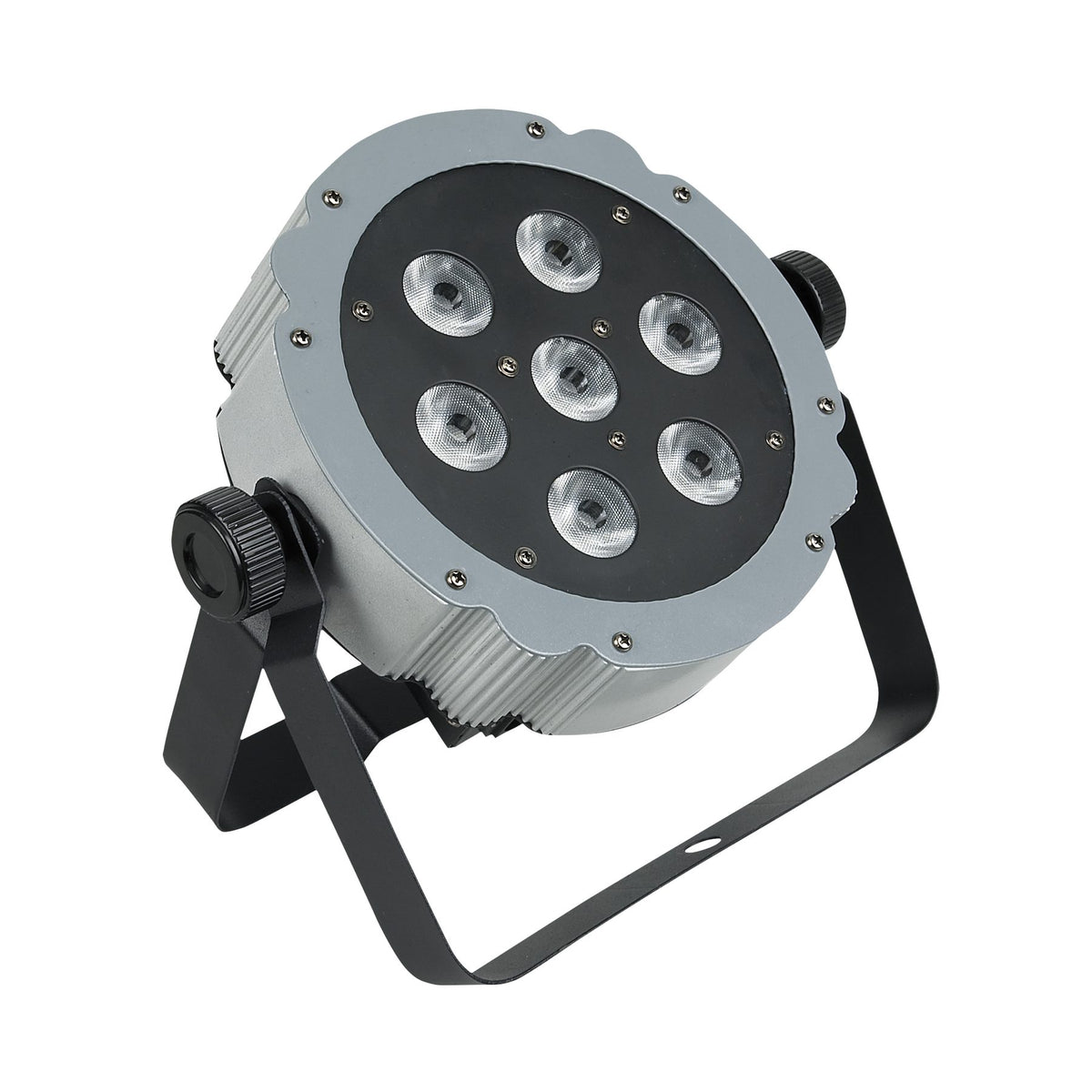 Showtec Compact Par 7 Q4 LED PAR prožektorius, pilkas korpusas grindų padėtyje