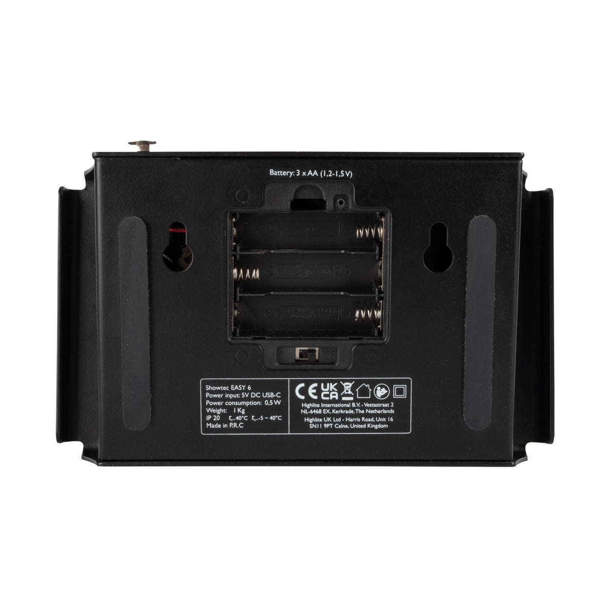 Showtec Easy 6 3-pin DMX pultas, baterijų skyrius be baterijų