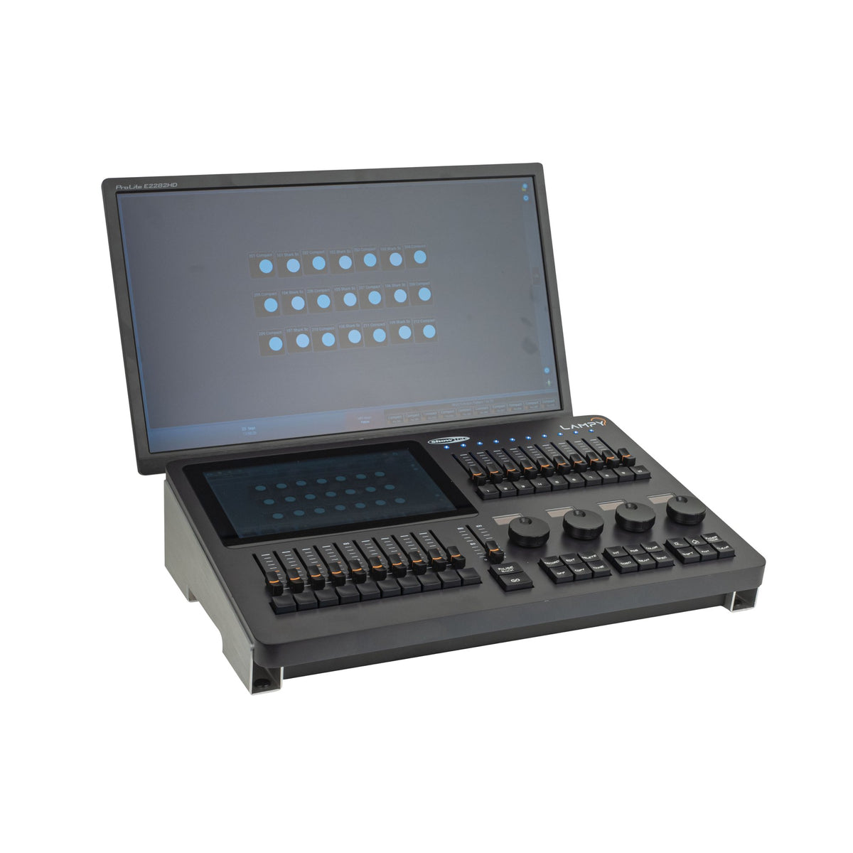 Showtec LAMPY 20 1U DMX pultas, su atskirai parduodamu išoriniu monitoriumi