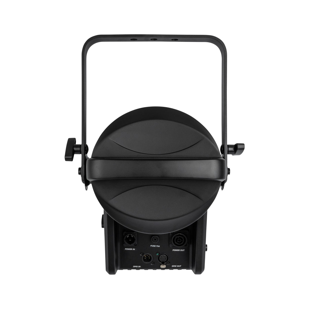 Showtec Performer 2500 Fresnel Q6 MKII teatrinis prožektorius, galinis korpuso vaizdas ir jungtys