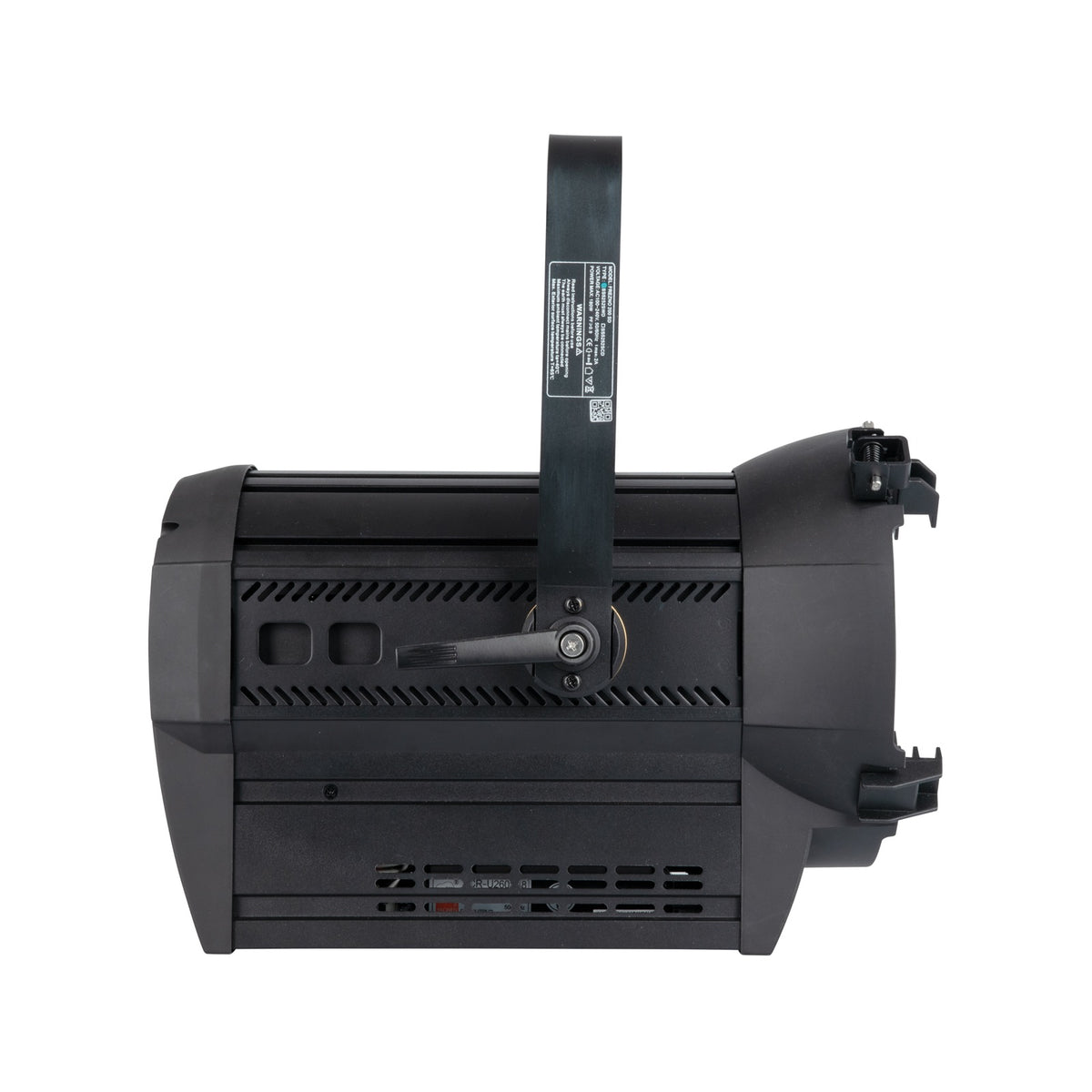 Showtec Performer Fresnel 2200 DDT teatrinis prožektorius, korpuso ir laikiklio vaizdas iš šono