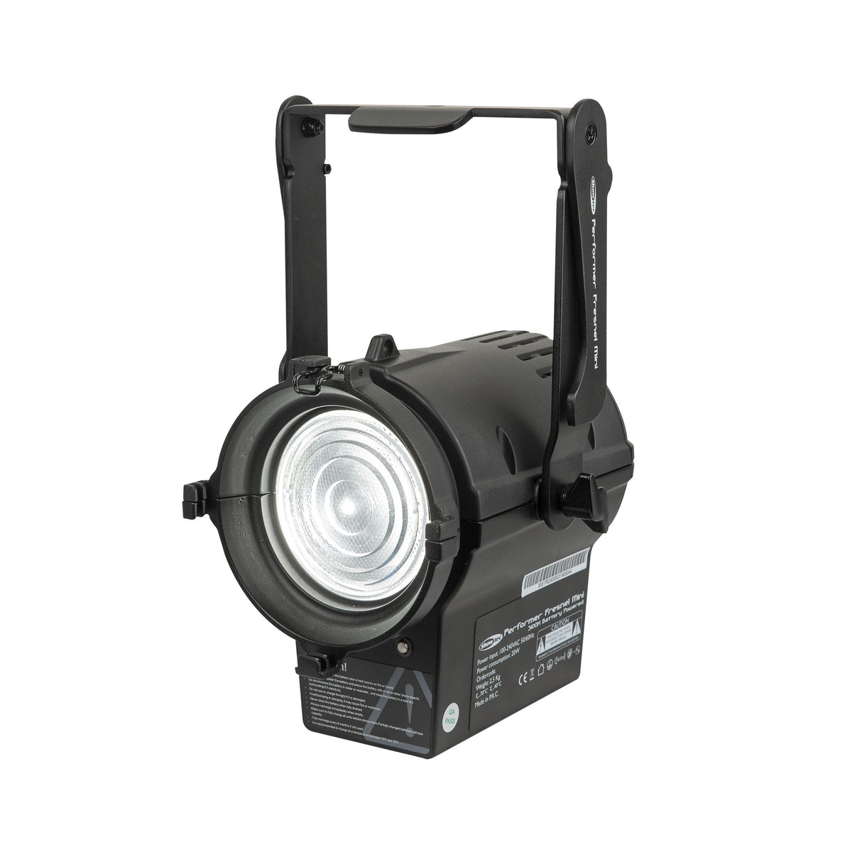 Showtec Performer Fresnel Mini DMX, front view with raised bracket