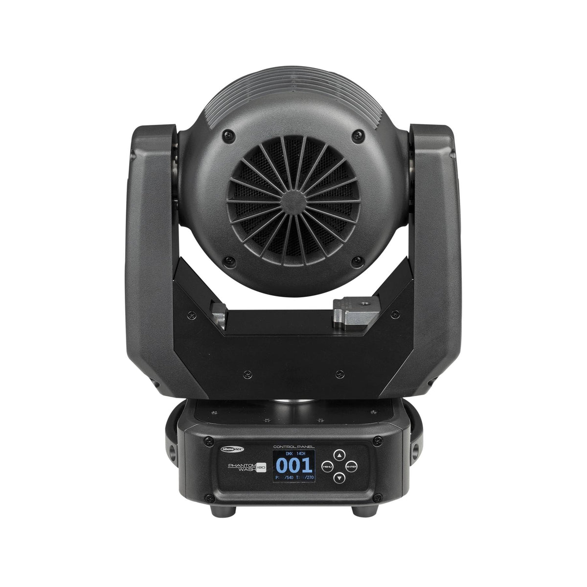 Showtec Phantom 180 Wash judanti galva, juodas korpusas, galinis vaizdas