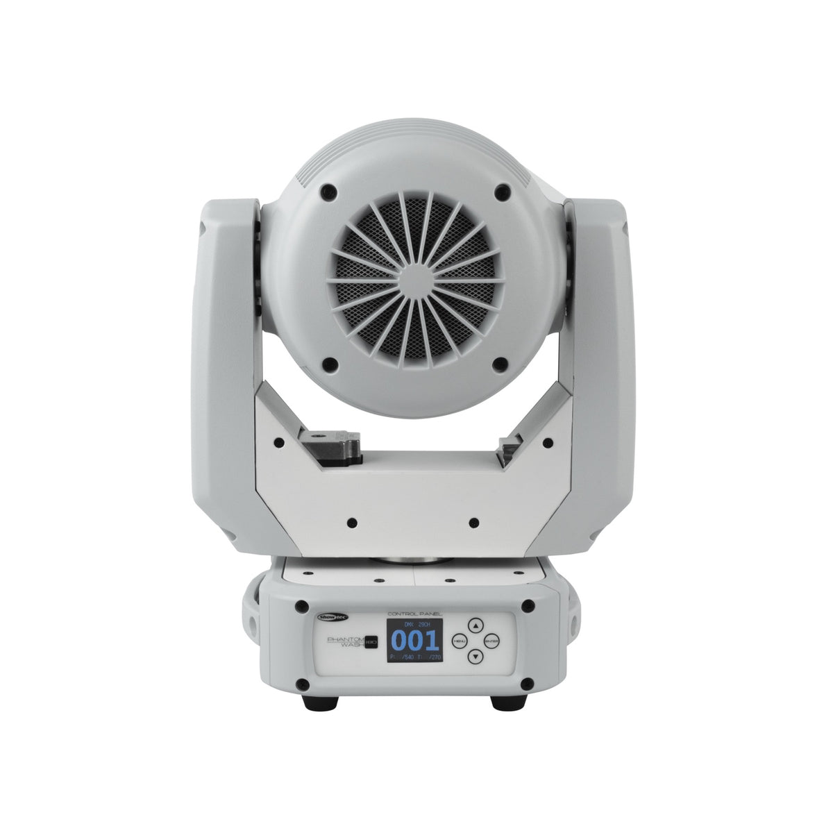 Showtec Phantom 180 Wash judanti galva, baltas korpusas, galinis vaizdas