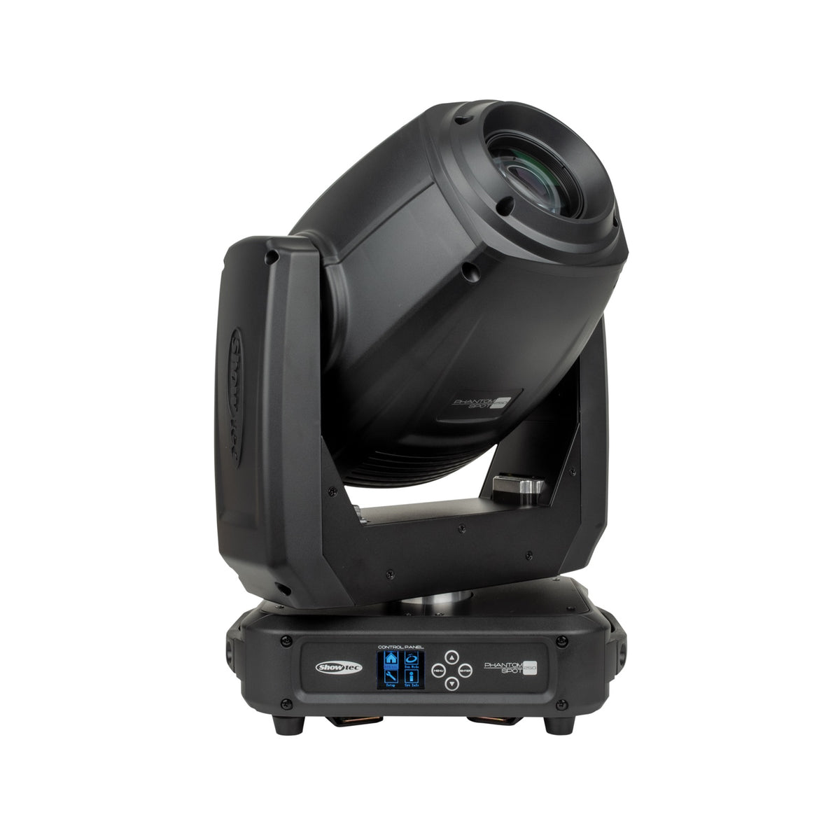 Showtec Phantom 250 Spot judanti galva, vaizdas iš priekio ir šono