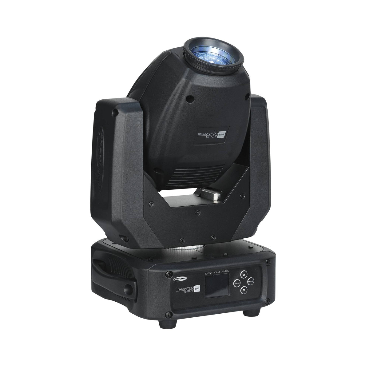 Showtec Phantom 65 Spot Moving Head, black housing, angled view