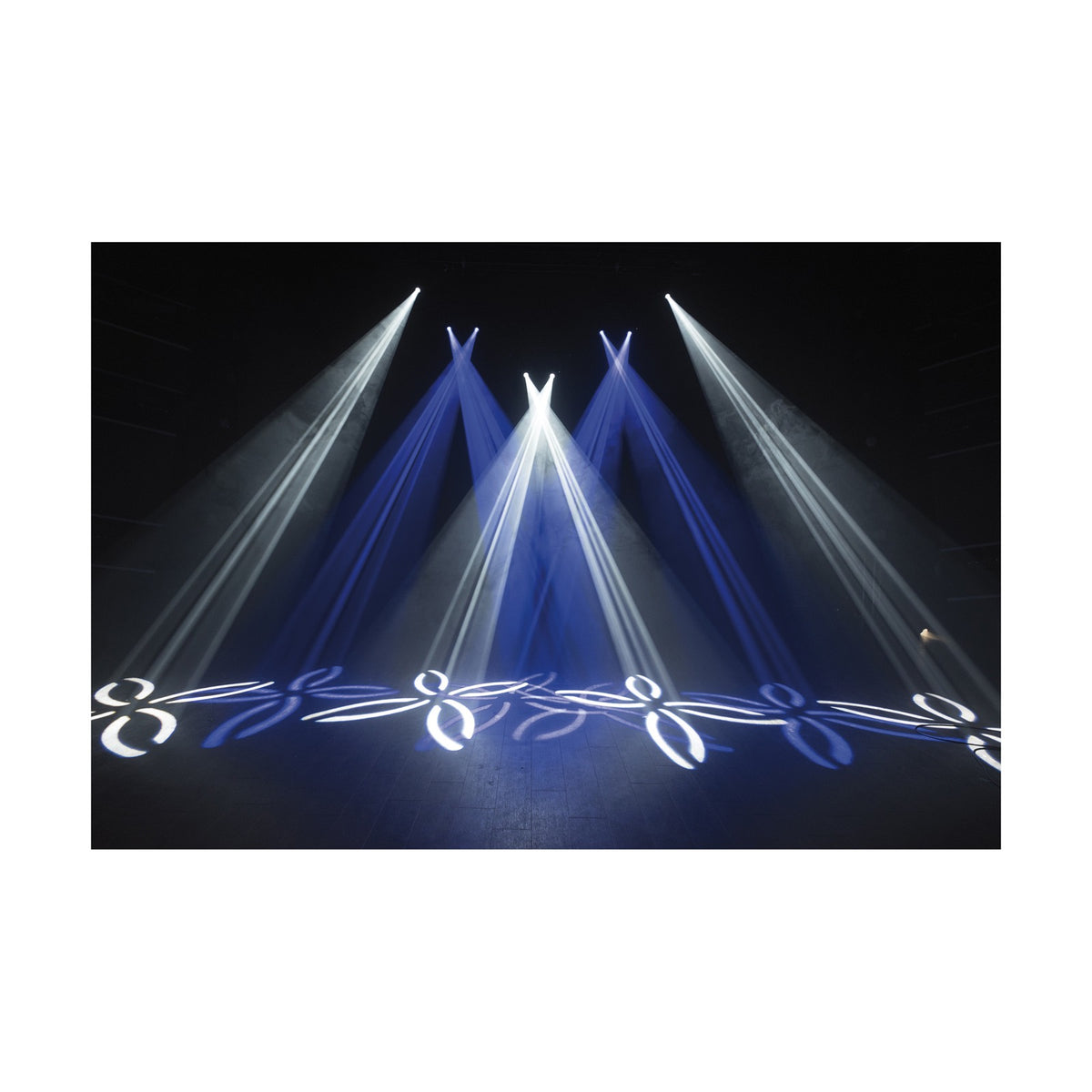Showtec Phantom 65 Spot Moving Head, white-light gobo projections on stage