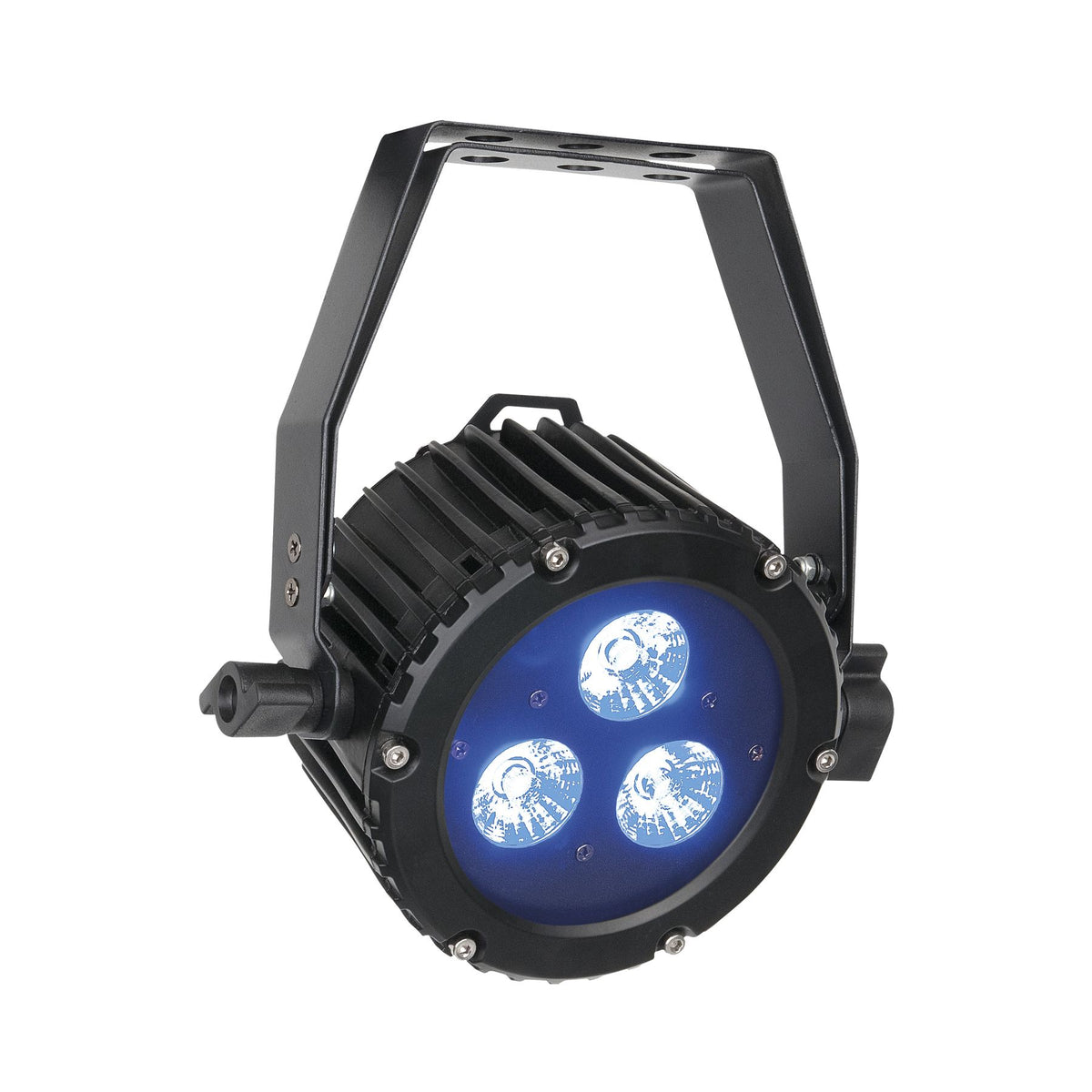 Showtec Power Spot 3 Q5 LED PAR prožektorius, įjungtas prožektorius iš priekio