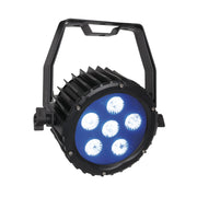 Showtec Power Spot 6 Q5 LED PAR prožektorius, įjungtas prožektorius iš priekio