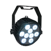 Showtec Power Spot 9 Q6 Tour LED PAR prožektorius, įjungtas prožektorius iš priekio