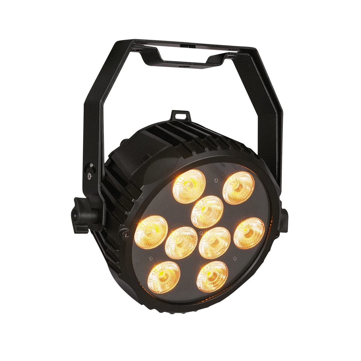 Showtec Power Spot 9 Q6 Tour LED PAR prožektorius, gintarinės šviesos pavyzdys
