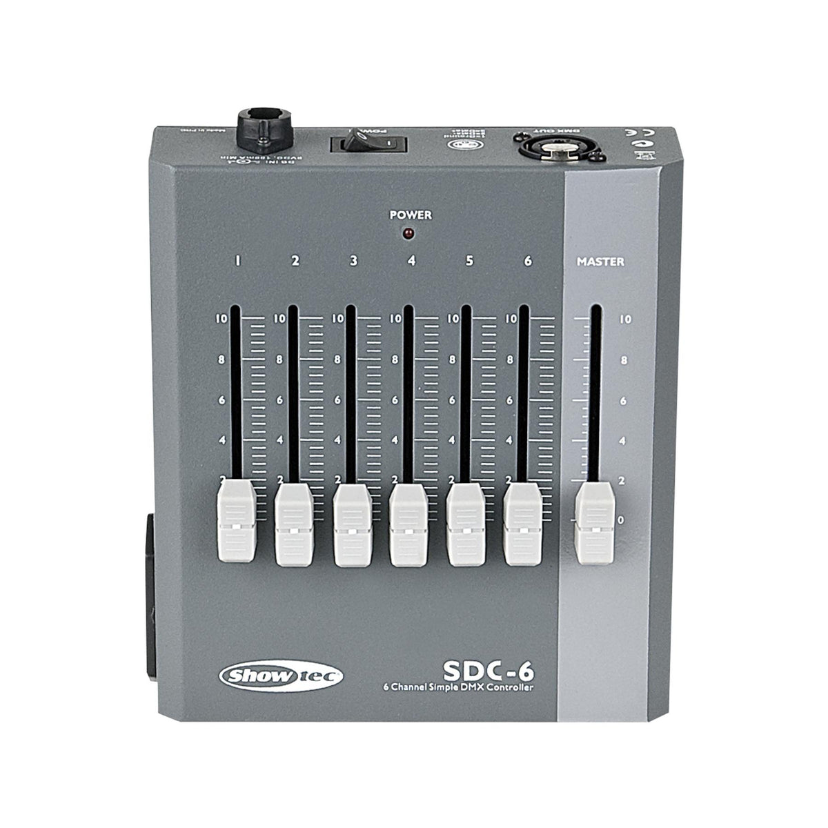 Showtec SDC-6 DMX pultas, valdymo skydelis