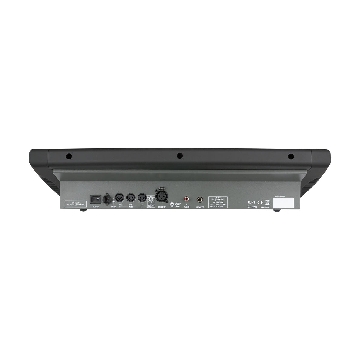 Showtec Showmaster 24 MKII DMX pultas, galinė dalis ir jungtys