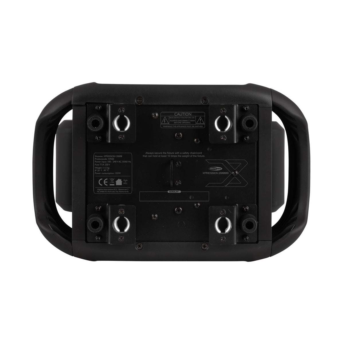 Showtec Xpression 2000B - Beam judanti galva, pagrindo jungtys ir tvirtinimo vietos
