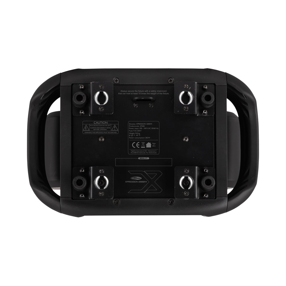 Showtec Xpression 2000W - WashBeam Moving Head, base connections and rigging points